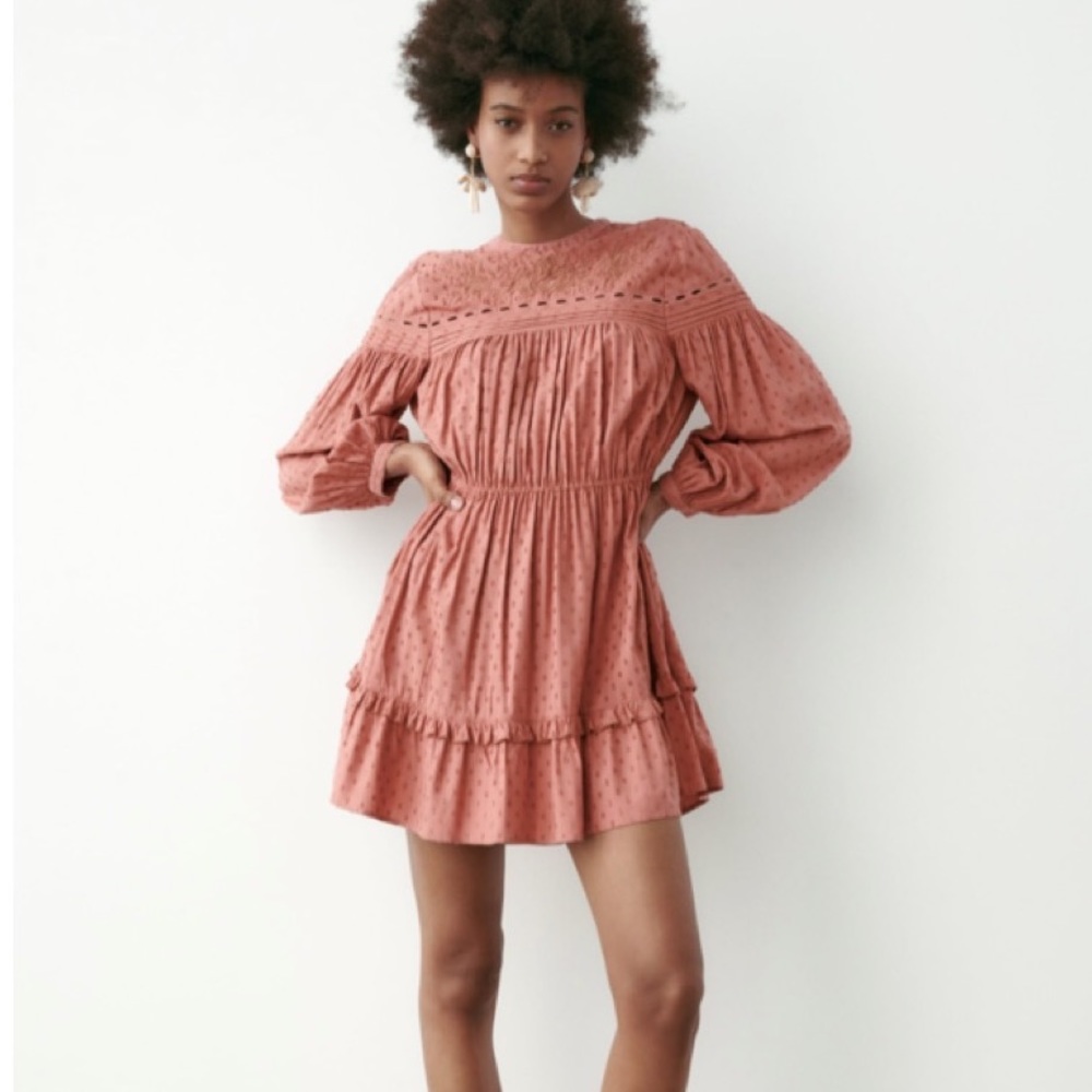 Zara | Long Sleeve Embroidered Dress - Picture 1 of 8